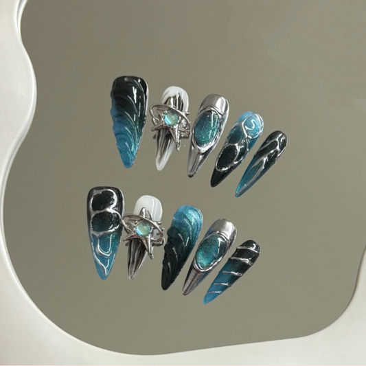 ''Cosmic Ocean Handmade Nails''