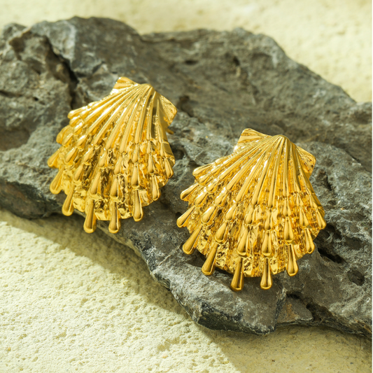 Σκουλαρίκια "Golden Seashell🌊✨"