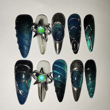 ''Cosmic Ocean Handmade Nails''