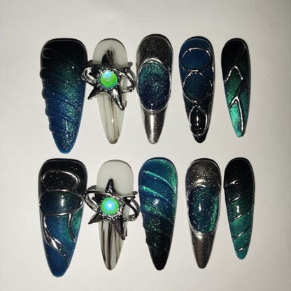 ''Cosmic Ocean Handmade Nails''