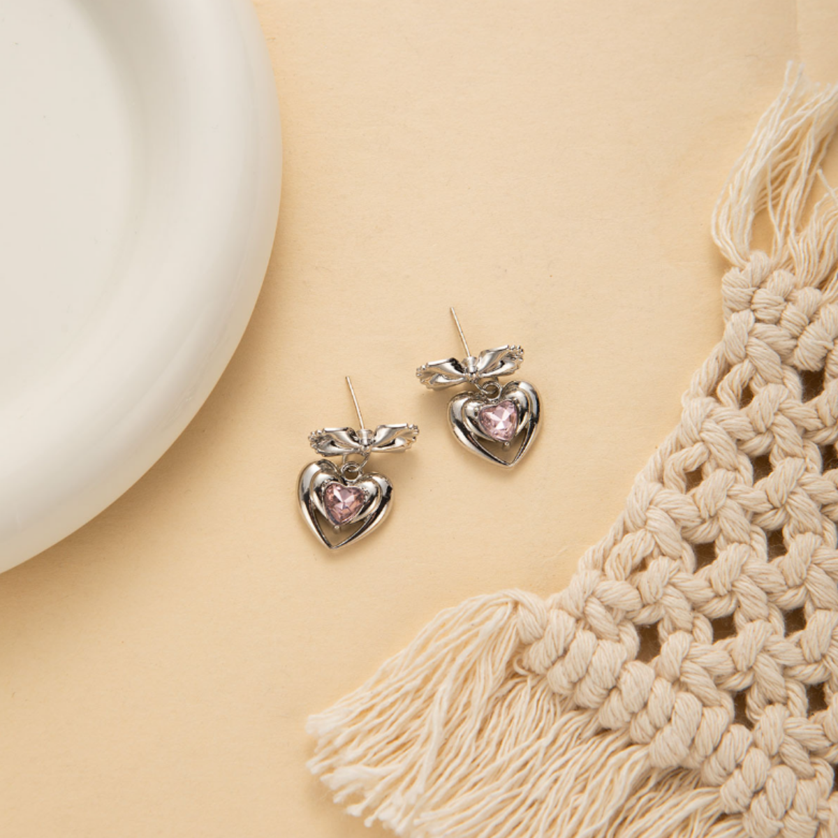 Σκουλαρίκια ΄΄💖 Bow Heart Charm΄΄