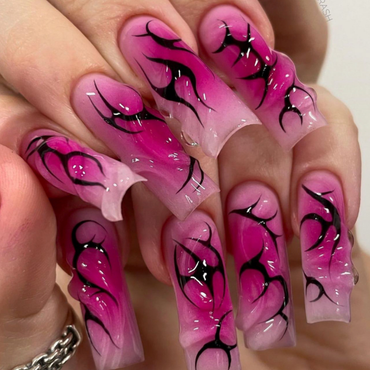 ''🔥Pink Flame Fantasy Handmade Nails''