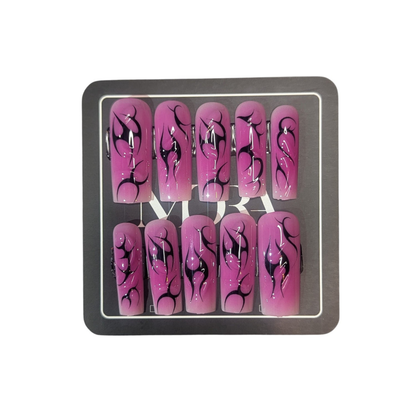 ''🔥Pink Flame Fantasy Handmade Nails''